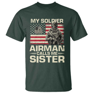 Proud Air Force Sister T Shirt My Soldier Airman Calls Me Sister US Flag TS10 Dark Forest Green Print Your Wear