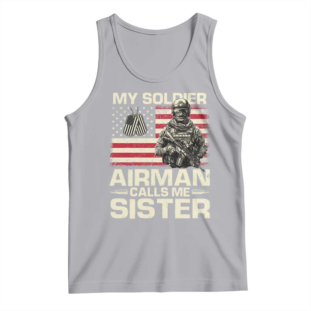 Proud Air Force Sister Tank Top My Soldier Airman Calls Me Sister US Flag TS10 Athletic Heather Print Your Wear