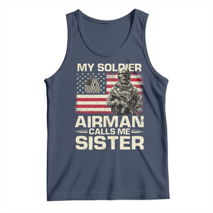 Proud Air Force Sister Tank Top My Soldier Airman Calls Me Sister US Flag TS10 Navy Print Your Wear