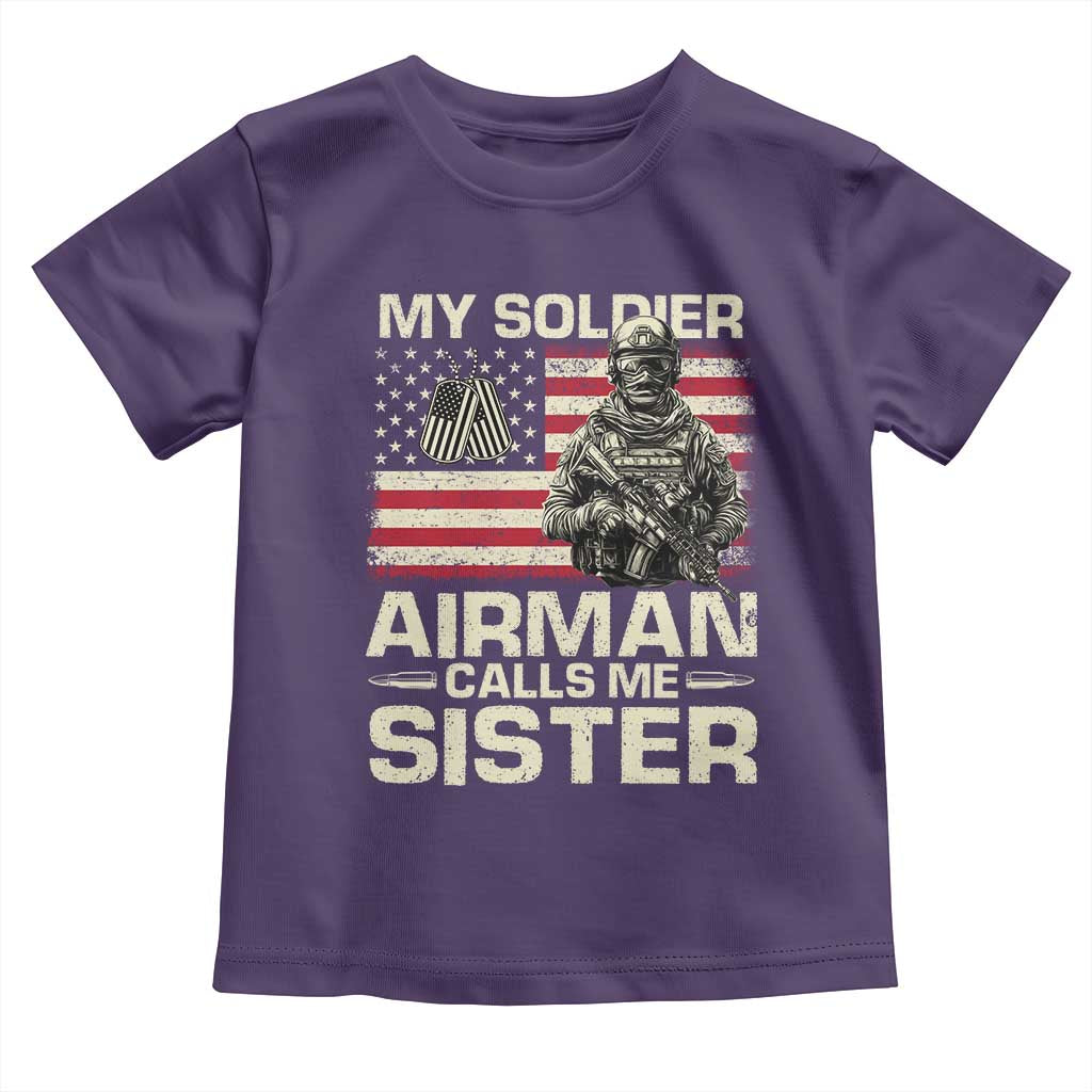 Proud Air Force Sister Toddler T Shirt My Soldier Airman Calls Me Sister US Flag TS10 Purple Print Your Wear