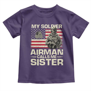 Proud Air Force Sister Toddler T Shirt My Soldier Airman Calls Me Sister US Flag TS10 Purple Print Your Wear
