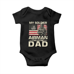 Proud Air Force Dad Baby Onesie My Soldier Airman Calls Me Dad US Flag TS10 Black Print Your Wear