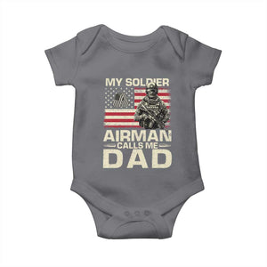 Proud Air Force Dad Baby Onesie My Soldier Airman Calls Me Dad US Flag TS10 Charcoal Print Your Wear