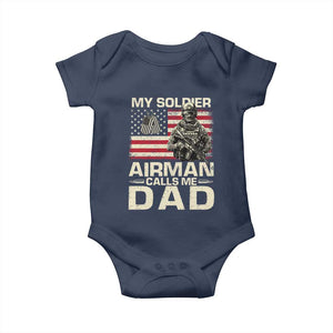 Proud Air Force Dad Baby Onesie My Soldier Airman Calls Me Dad US Flag TS10 Navy Print Your Wear