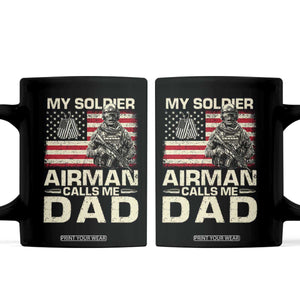 Proud Air Force Dad Coffee Mug My Soldier Airman Calls Me Dad US Flag TS10 Black Print Your Wear