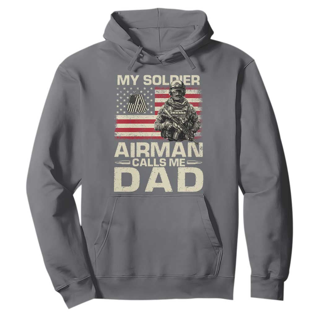 Proud Air Force Dad Hoodie My Soldier Airman Calls Me Dad US Flag TS10 Charcoal Print Your Wear