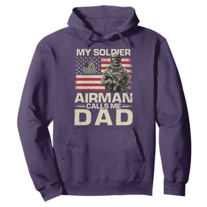 Proud Air Force Dad Hoodie My Soldier Airman Calls Me Dad US Flag TS10 Purple Print Your Wear