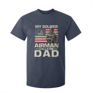 Proud Air Force Dad T Shirt For Kid My Soldier Airman Calls Me Dad US Flag TS10 Navy Print Your Wear