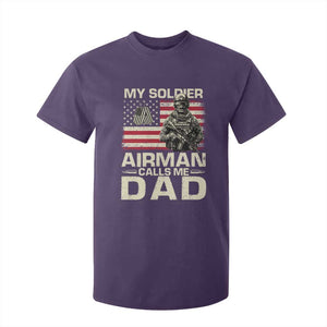 Proud Air Force Dad T Shirt For Kid My Soldier Airman Calls Me Dad US Flag TS10 Purple Print Your Wear