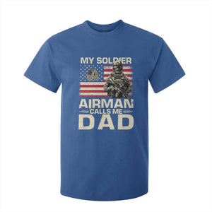 Proud Air Force Dad T Shirt For Kid My Soldier Airman Calls Me Dad US Flag TS10 Royal Blue Print Your Wear