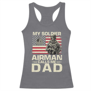 Proud Air Force Dad Racerback Tank Top My Soldier Airman Calls Me Dad US Flag TS10 Charcoal Print Your Wear