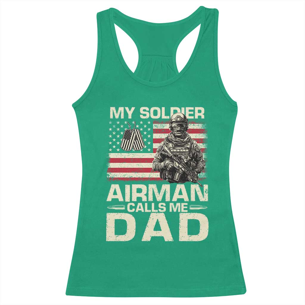Proud Air Force Dad Racerback Tank Top My Soldier Airman Calls Me Dad US Flag TS10 Irish Green Print Your Wear