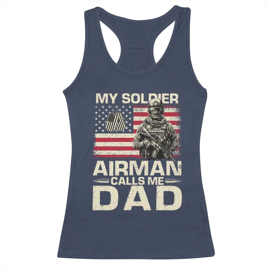 Proud Air Force Dad Racerback Tank Top My Soldier Airman Calls Me Dad US Flag TS10 Navy Print Your Wear