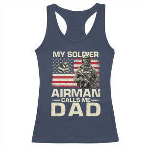 Proud Air Force Dad Racerback Tank Top My Soldier Airman Calls Me Dad US Flag TS10 Navy Print Your Wear