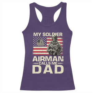 Proud Air Force Dad Racerback Tank Top My Soldier Airman Calls Me Dad US Flag TS10 Purple Print Your Wear