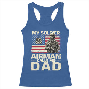 Proud Air Force Dad Racerback Tank Top My Soldier Airman Calls Me Dad US Flag TS10 Royal Blue Print Your Wear