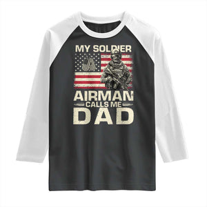 Proud Air Force Dad Raglan Shirt My Soldier Airman Calls Me Dad US Flag TS10 Black White Print Your Wear