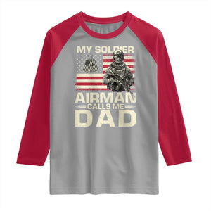 Proud Air Force Dad Raglan Shirt My Soldier Airman Calls Me Dad US Flag TS10 Sport Gray Red Print Your Wear