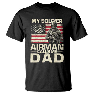 Proud Air Force Dad T Shirt My Soldier Airman Calls Me Dad US Flag TS10 Black Print Your Wear