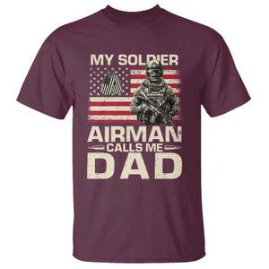 Proud Air Force Dad T Shirt My Soldier Airman Calls Me Dad US Flag TS10 Maroon Print Your Wear