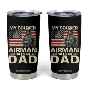 Proud Air Force Dad Tumbler Cup My Soldier Airman Calls Me Dad US Flag TS10 Black Print Your Wear