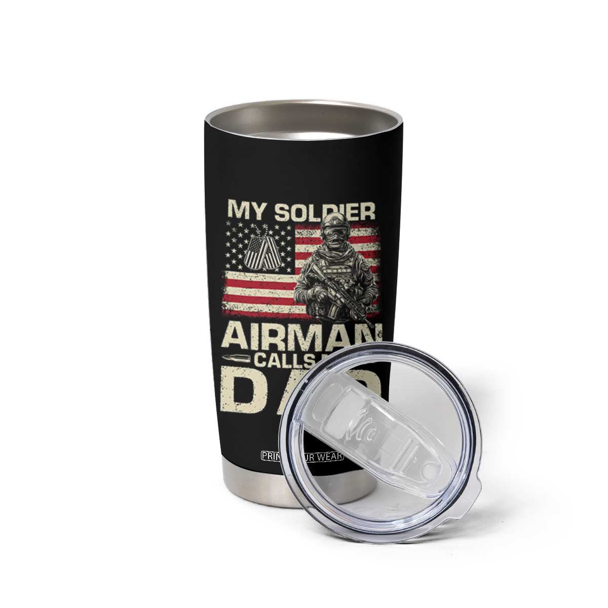 Proud Air Force Dad Tumbler Cup My Soldier Airman Calls Me Dad US Flag TS10 Print Your Wear