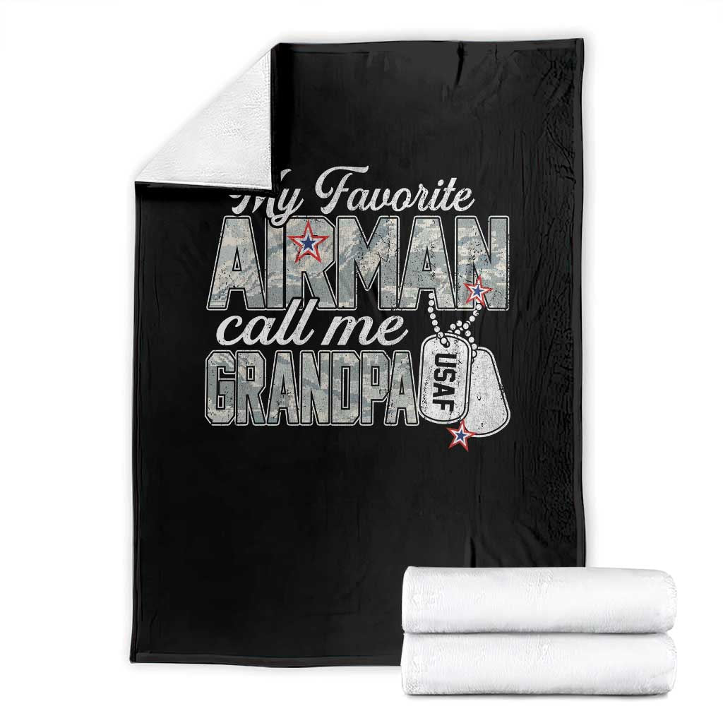 Proud Air Force Family Throw Blanket My Favorite Airman Calls Me Grandpa TS10 Black Print Your Wear
