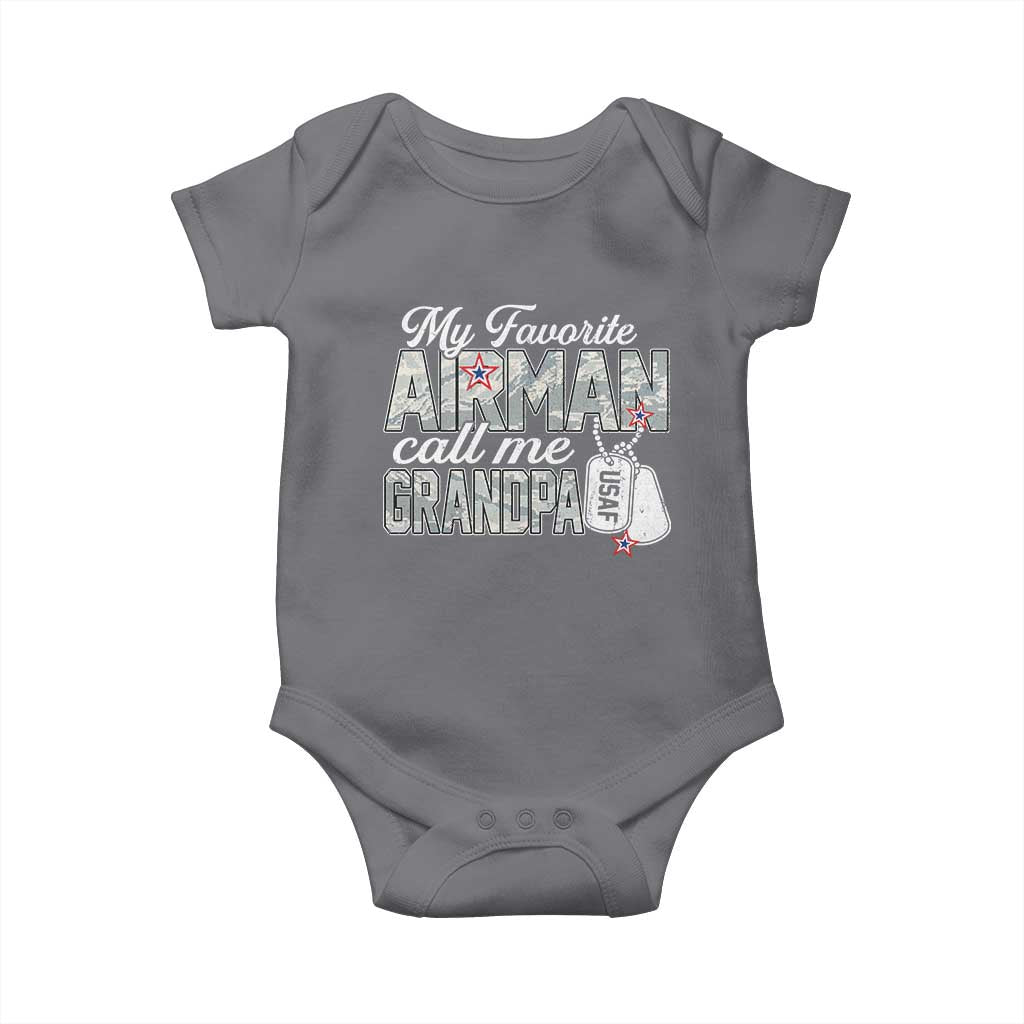 Proud Air Force Family Baby Onesie My Favorite Airman Calls Me Grandpa TS10 Charcoal Print Your Wear