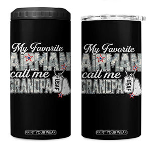 Proud Air Force Family 4 in 1 Can Cooler Tumbler My Favorite Airman Calls Me Grandpa TS10 One Size: 16 oz Black Print Your Wear