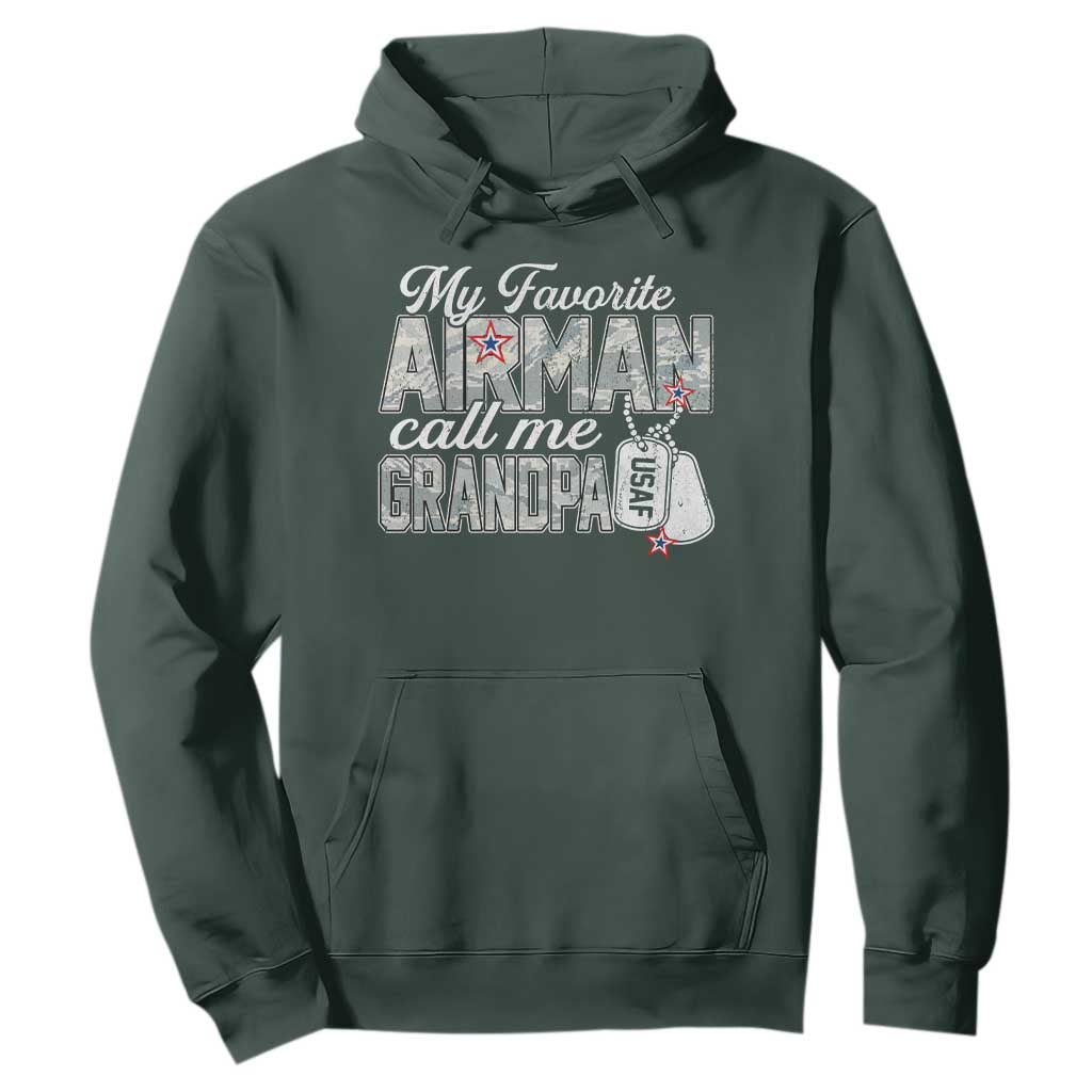 Proud Air Force Family Hoodie My Favorite Airman Calls Me Grandpa TS10 Dark Forest Green Print Your Wear