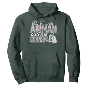 Proud Air Force Family Hoodie My Favorite Airman Calls Me Grandpa TS10 Dark Forest Green Print Your Wear