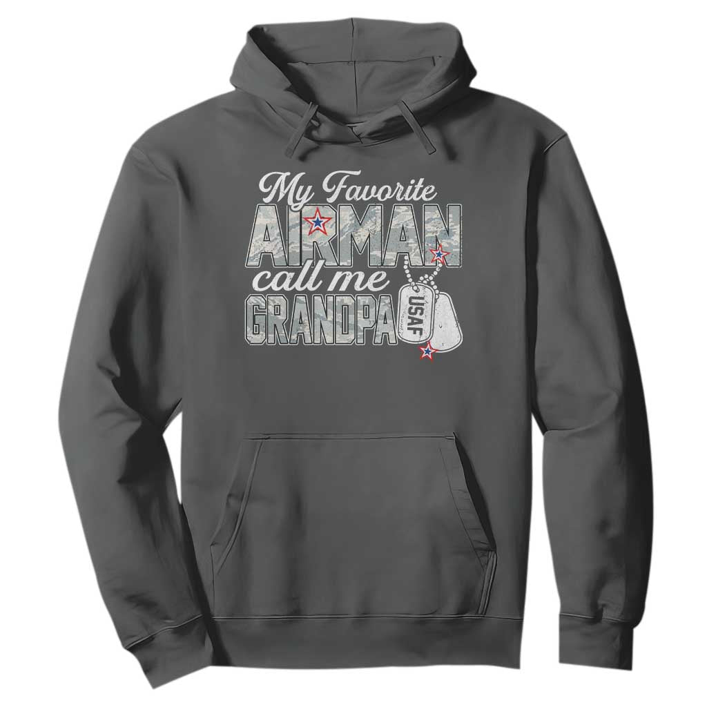 Proud Air Force Family Hoodie My Favorite Airman Calls Me Grandpa TS10 Dark Heather Print Your Wear