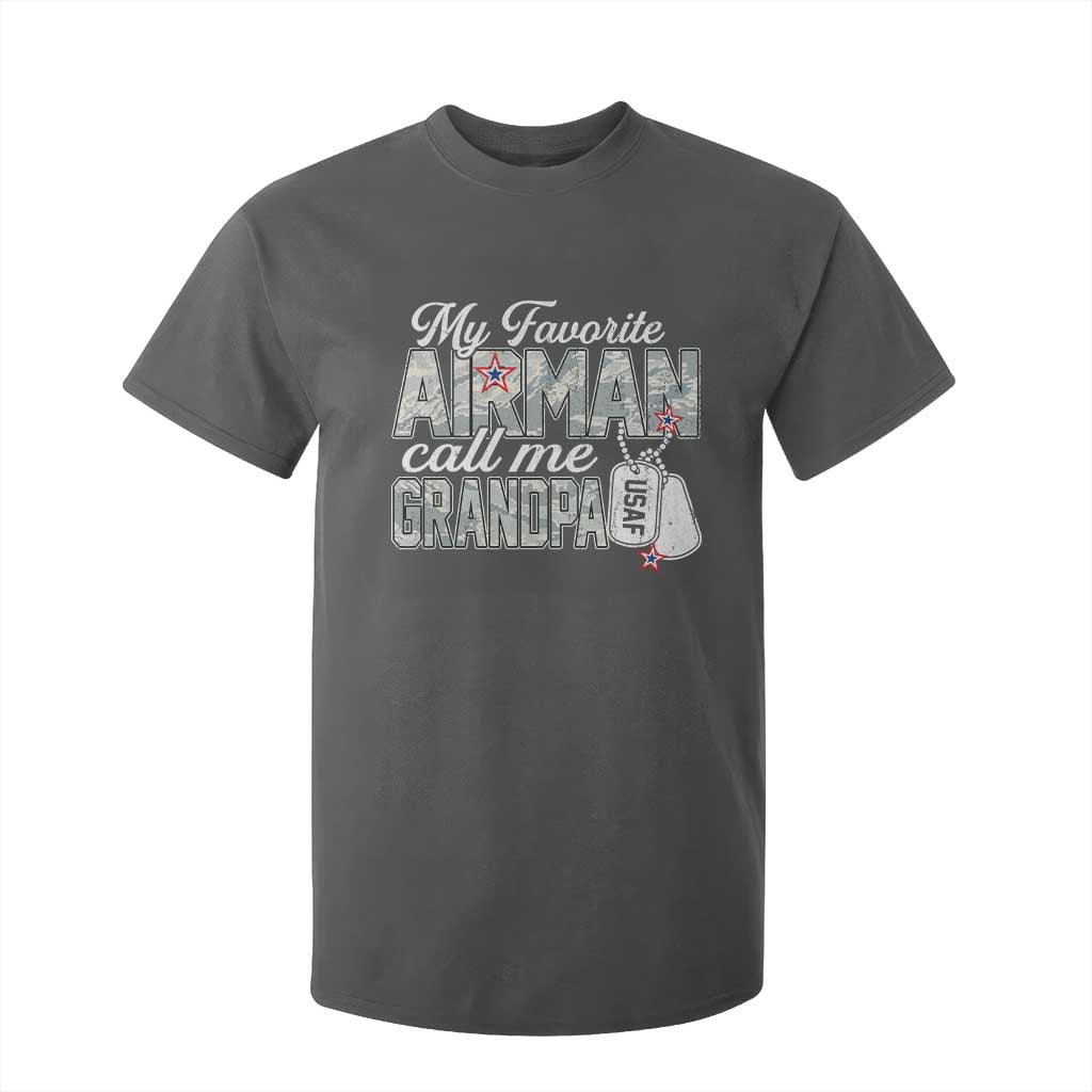 Proud Air Force Family T Shirt For Kid My Favorite Airman Calls Me Grandpa TS10 Dark Heather Print Your Wear