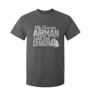 Proud Air Force Family T Shirt For Kid My Favorite Airman Calls Me Grandpa TS10 Dark Heather Print Your Wear