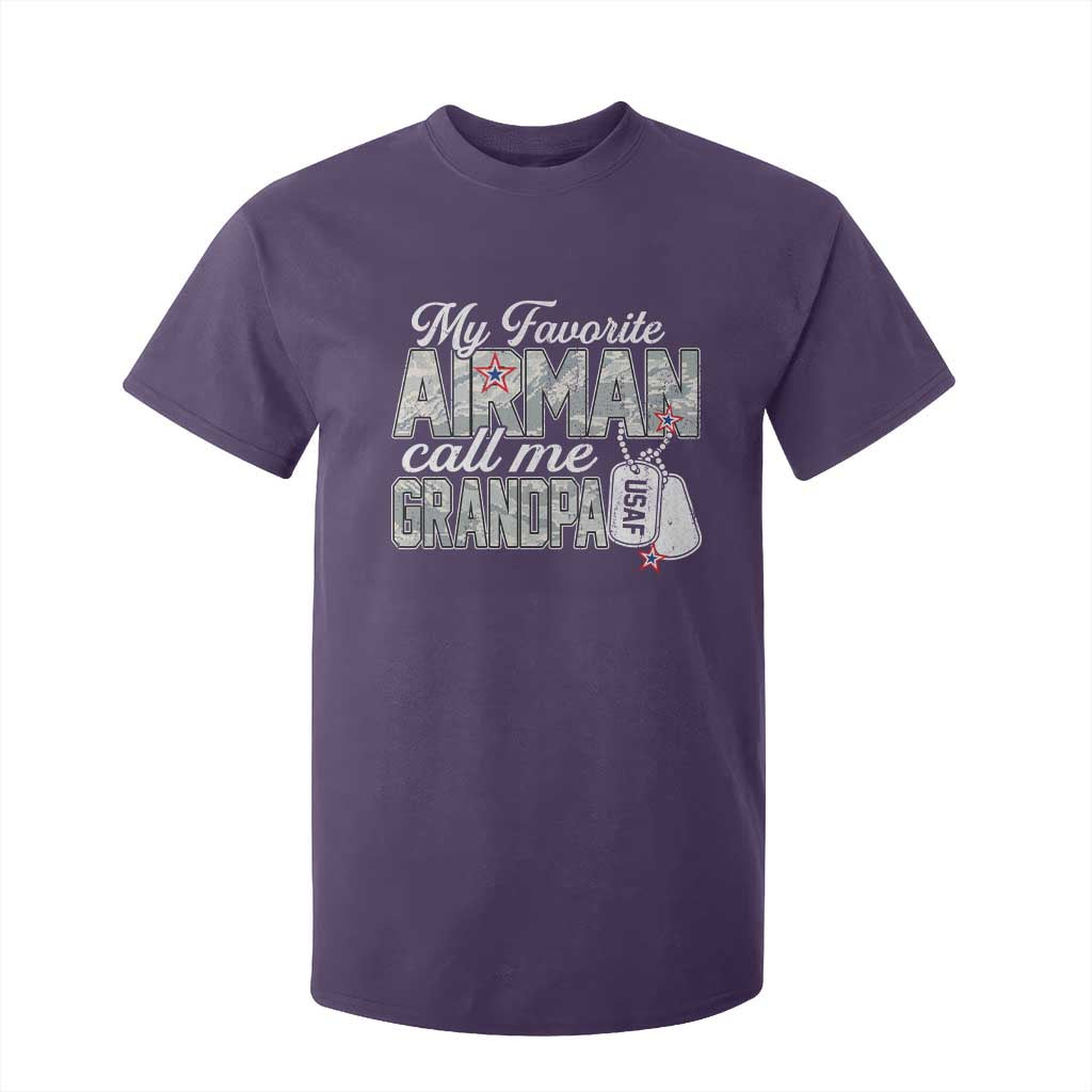 Proud Air Force Family T Shirt For Kid My Favorite Airman Calls Me Grandpa TS10 Purple Print Your Wear
