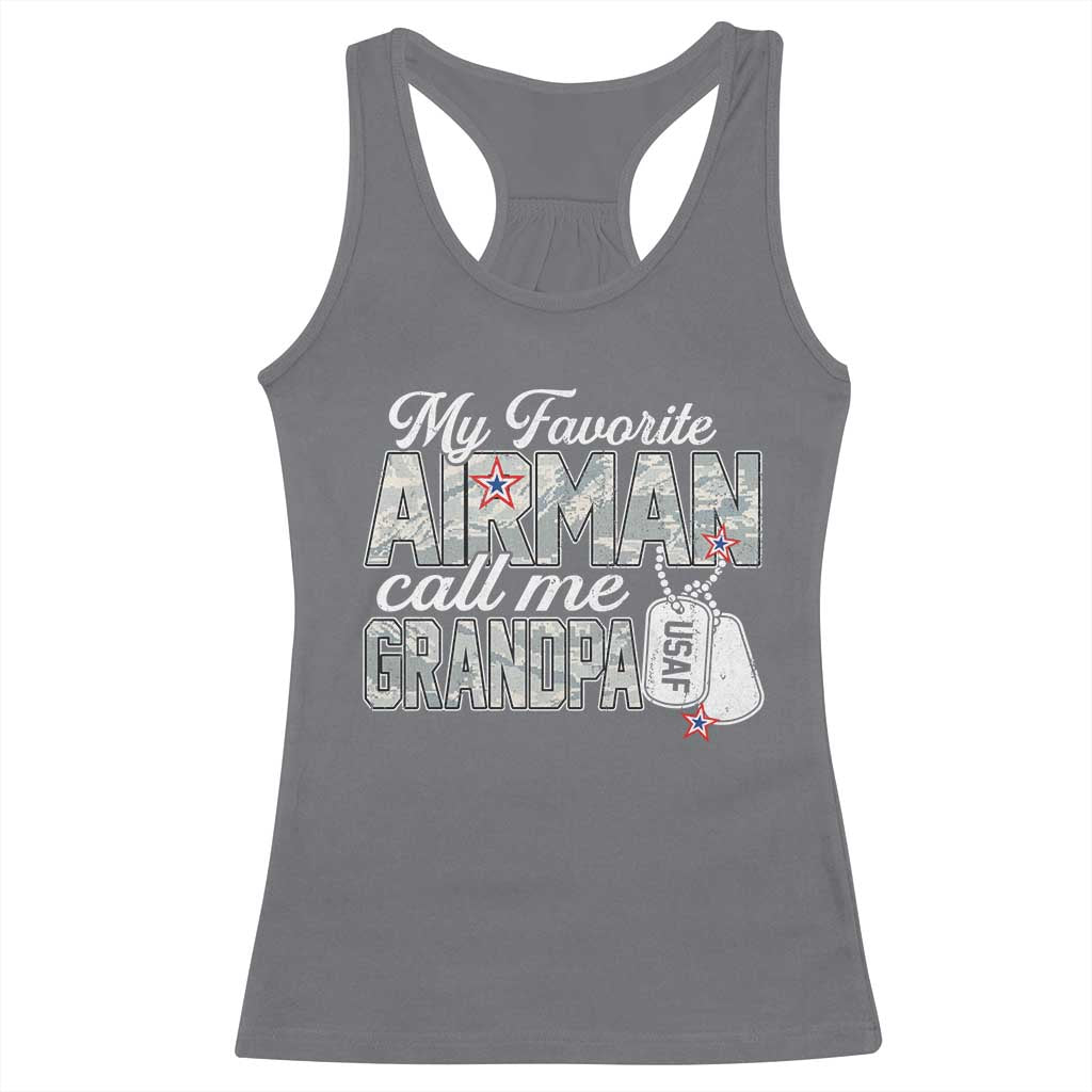 Proud Air Force Family Racerback Tank Top My Favorite Airman Calls Me Grandpa TS10 Charcoal Print Your Wear