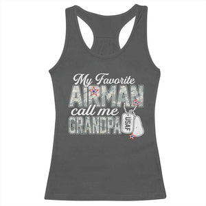 Proud Air Force Family Racerback Tank Top My Favorite Airman Calls Me Grandpa TS10 Dark Heather Print Your Wear
