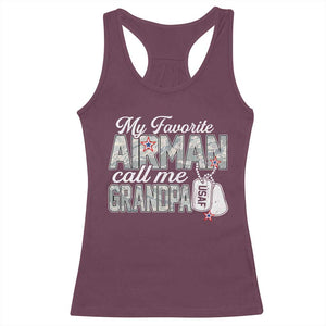 Proud Air Force Family Racerback Tank Top My Favorite Airman Calls Me Grandpa TS10 Maroon Print Your Wear