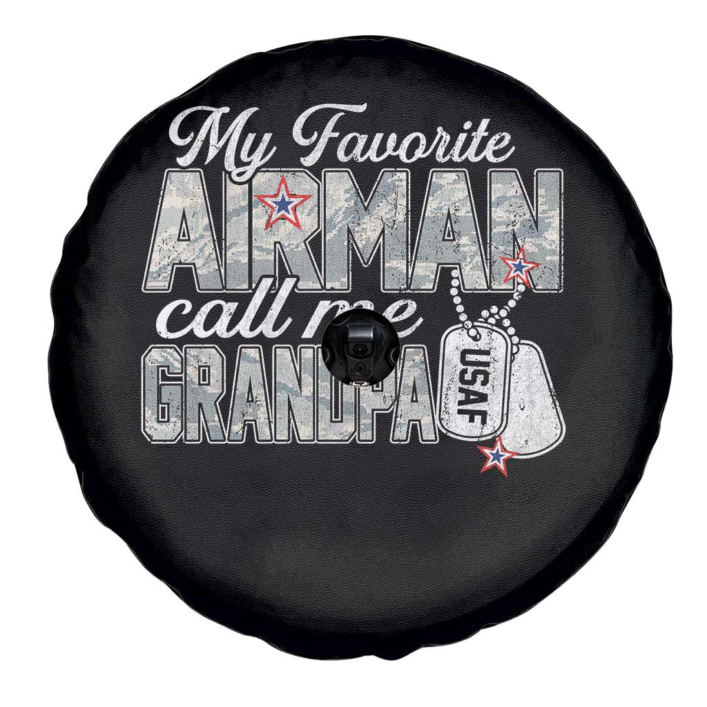 Proud Air Force Family Spare Tire Cover My Favorite Airman Calls Me Grandpa TS10 Print Your Wear