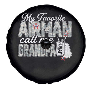 Proud Air Force Family Spare Tire Cover My Favorite Airman Calls Me Grandpa TS10 Print Your Wear