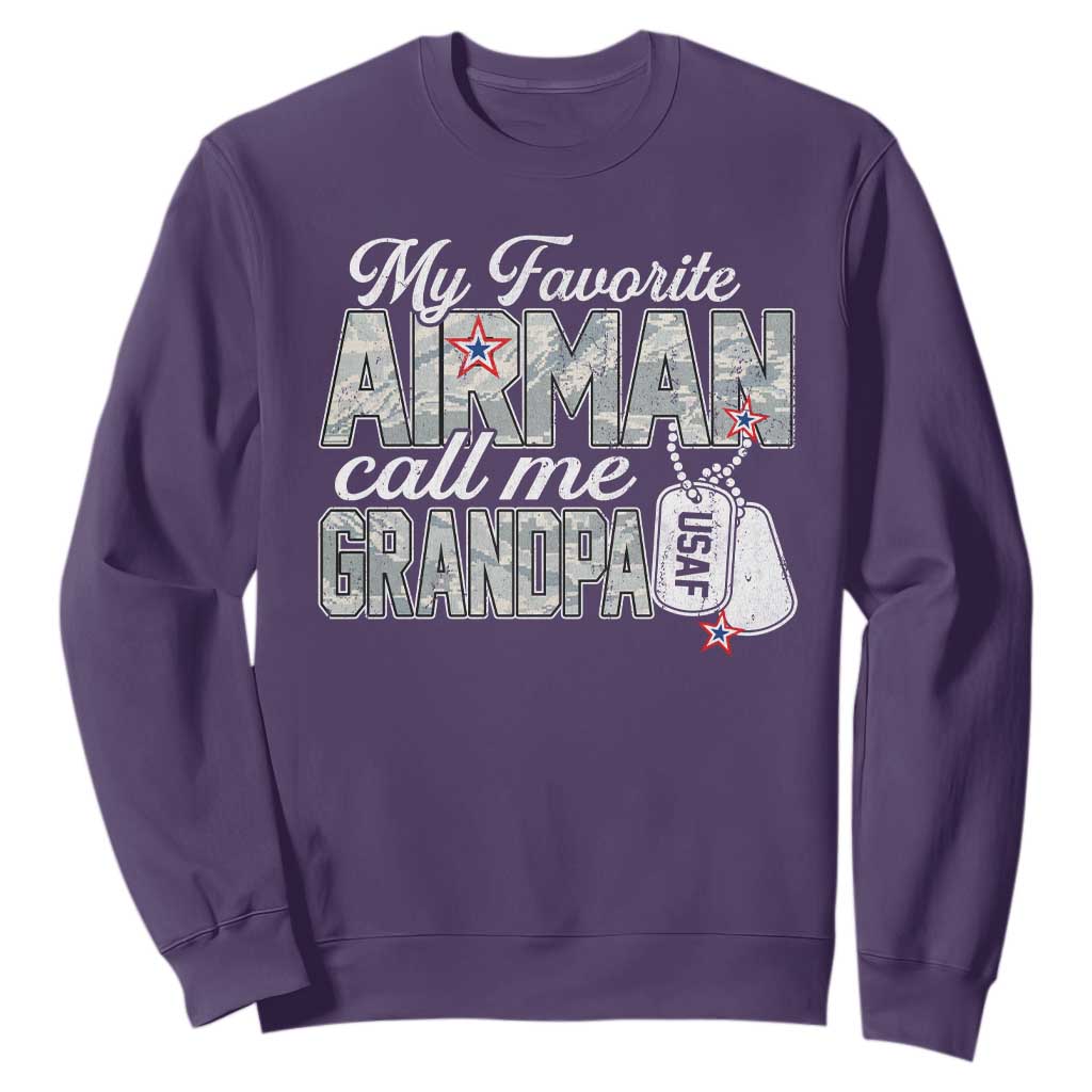 Proud Air Force Family Sweatshirt My Favorite Airman Calls Me Grandpa TS10 Purple Print Your Wear