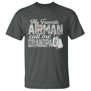 Proud Air Force Family T Shirt My Favorite Airman Calls Me Grandpa TS10 Dark Heather Print Your Wear