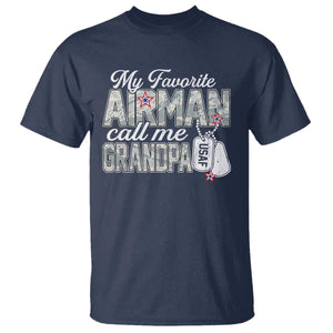 Proud Air Force Family T Shirt My Favorite Airman Calls Me Grandpa TS10 Navy Print Your Wear
