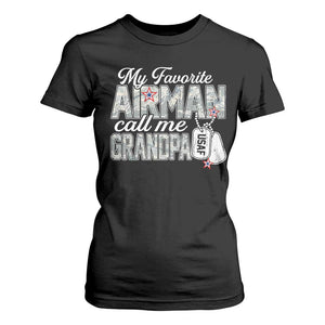 Proud Air Force Family T Shirt For Women My Favorite Airman Calls Me Grandpa TS10 Black Print Your Wear