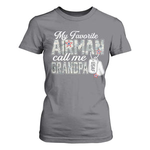 Proud Air Force Family T Shirt For Women My Favorite Airman Calls Me Grandpa TS10 Charcoal Print Your Wear