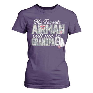 Proud Air Force Family T Shirt For Women My Favorite Airman Calls Me Grandpa TS10 Purple Print Your Wear