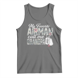 Proud Air Force Family Tank Top My Favorite Airman Calls Me Grandpa TS10 Black Heather Print Your Wear