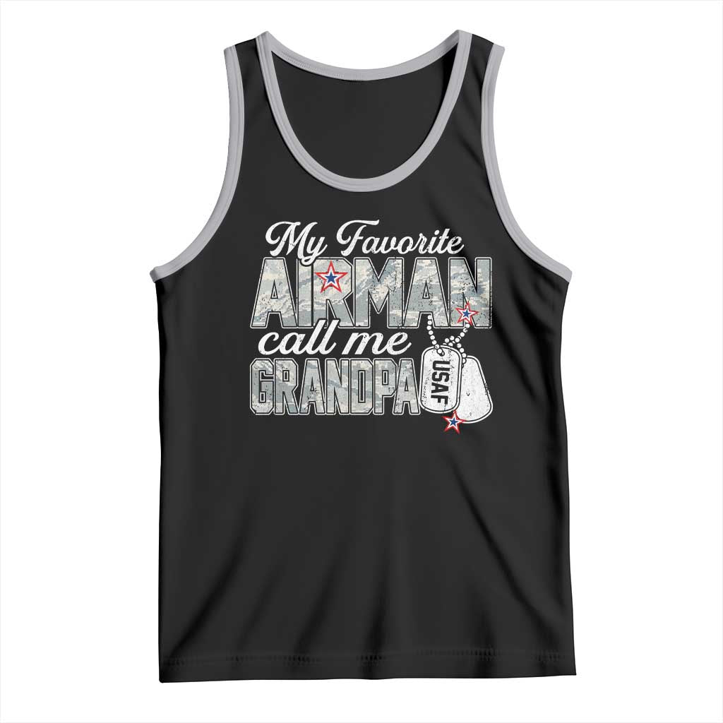 Proud Air Force Family Tank Top My Favorite Airman Calls Me Grandpa TS10 Black Athletic Heather Print Your Wear