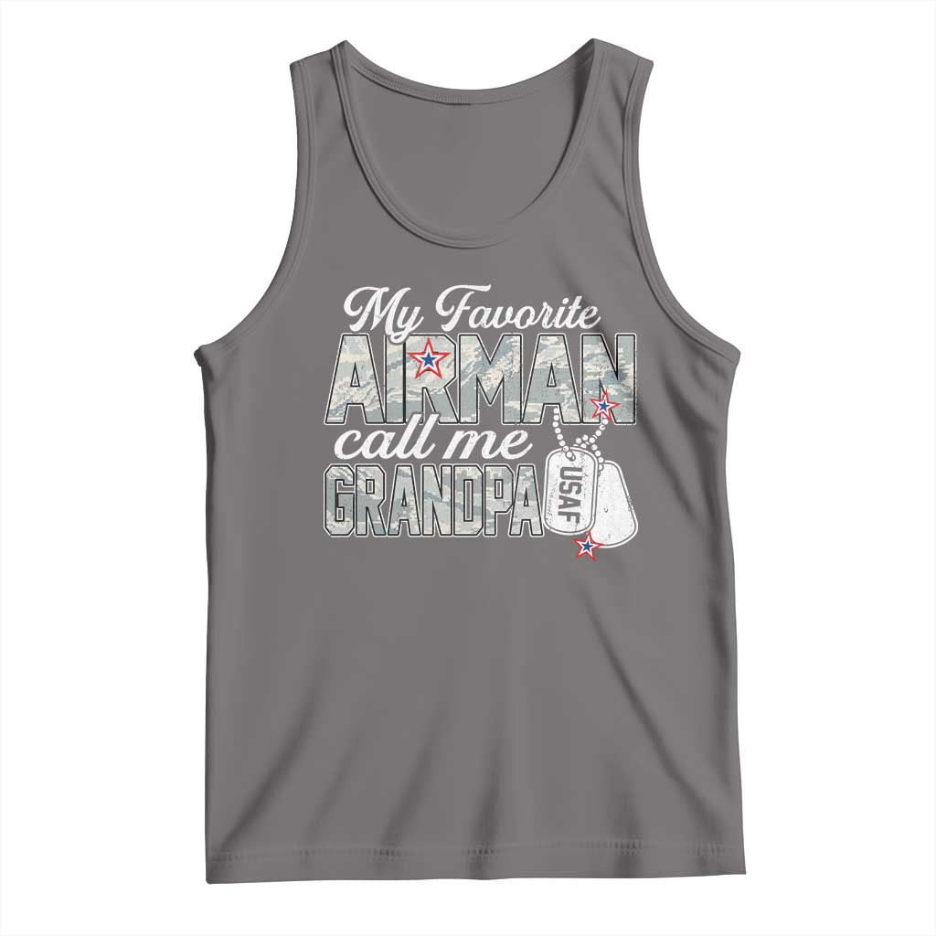 Proud Air Force Family Tank Top My Favorite Airman Calls Me Grandpa TS10 Deep Heather Print Your Wear