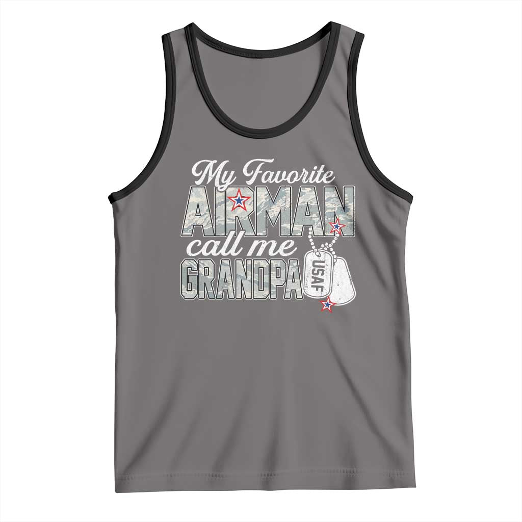 Proud Air Force Family Tank Top My Favorite Airman Calls Me Grandpa TS10 Deep Heather Black Print Your Wear